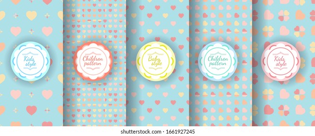 Kids colorful seamless pattern. Cute Baby pattern design. Suitable for childrens fashion, summer, spring collections of textiles, scrapbooking paper, packaging, templates invitations. Vector