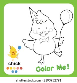 Kids coloring animal page for preschool. Educational printable worksheet. Motor skills for children.