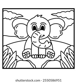 Kids coloring book animal illustration