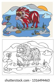 kids coloring book the animal world of the Arctic musk ox