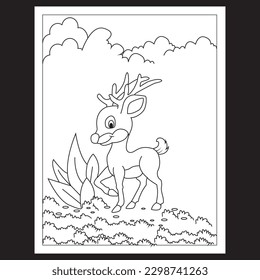 kids coloring book. Deer coloring pages and coloring page for kids