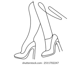 Kinder Malbuch für weibliche Beine in einer Pose Schuhe Stilettos High Heels