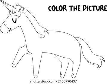 Kids coloring book page. unicorn isolated on white background.