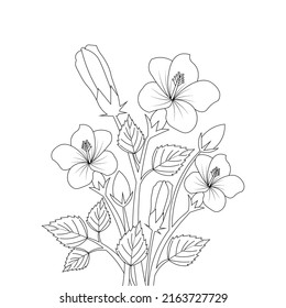 kids coloring page hibiscus flower illustration and line art stroke