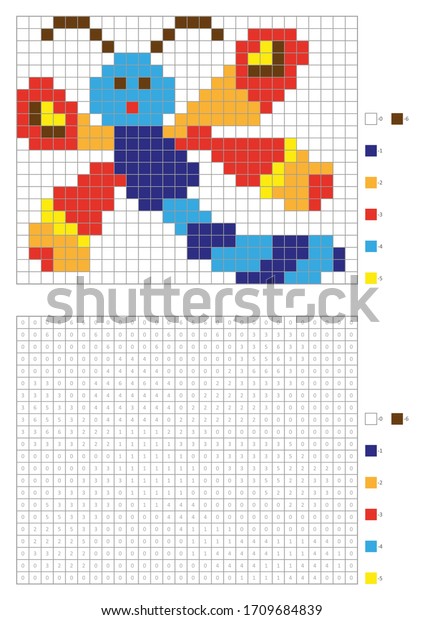 Kids Coloring Page Pixel Coloring Cartoon Stock Vector (Royalty Free ...