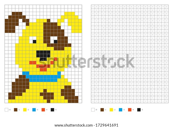 Kids Coloring Page Pixel Coloring Cartoon Stock Vector (Royalty Free ...