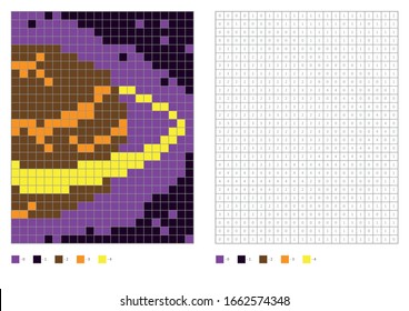 Kids coloring page, pixel coloring planet. Vector illustration