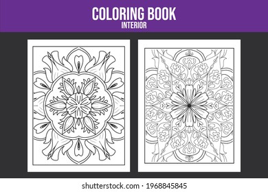 Kids coloring page sketch book design. Mandala art 