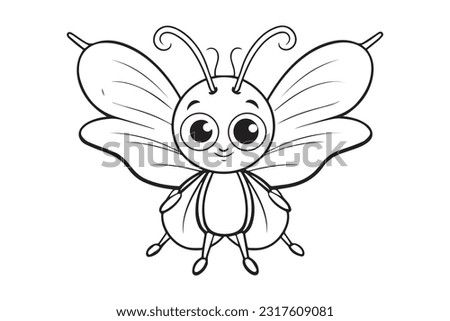 Kids Coloring Pages, Butterfly Coloring Pages, Funny  Butterfly Character Vector Illustration 