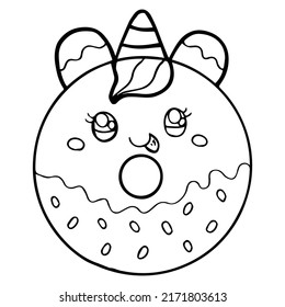 Kids Coloring Pages Cute Cat Donut Stock Vector (Royalty Free ...