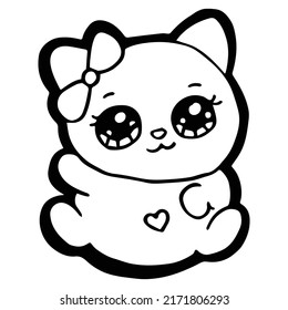 Kids Coloring Pages, Cute Cat Character Vector illustration EPS And Image