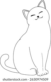 Kids Coloring pages, Cute Cat Coloring, kawaii animal illustration colouring book for kids
