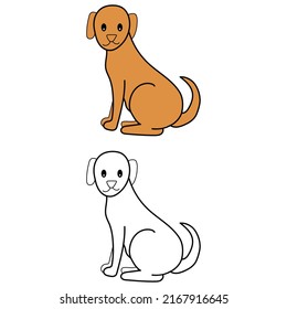 Kids Coloring Pages, Cute Dog Character Vector illustration EPS And Image