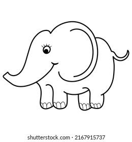 Kids Coloring Pages, Cute Elephant Character Vector illustration EPS And Image