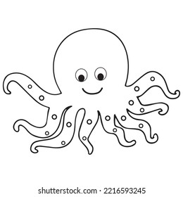 Kids Coloring Pages, Cute Octopus Character Vector illustration EPS, And Image