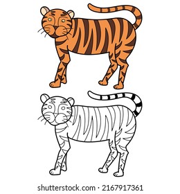 Kids Coloring Pages Cute Tiger Character Stock Vector (Royalty Free ...