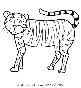 Kids Coloring Pages, Cute Tiger Character Vector illustration EPS And Image