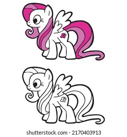 Kids Coloring Pages, Cute Unicorn Character Vector illustration EPS And Image