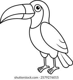 Kids Coloring Toucan bird Vector Illustration