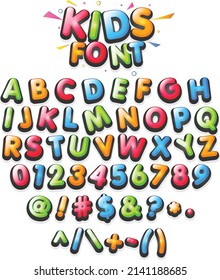 Kids Colourful Fonts All Caps Vector