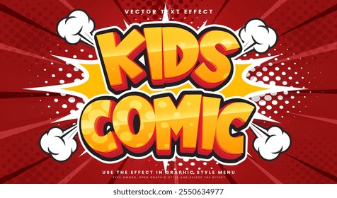 Crianças Comic 3d Editável Efeito de Texto Modelo vetor Premium