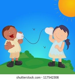 Kids Communicating Vector