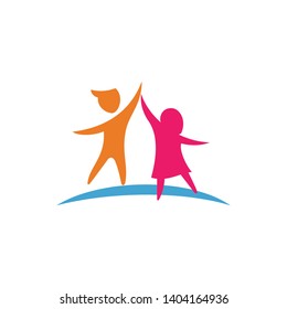 kids concept vector illustration icon design Logo Template