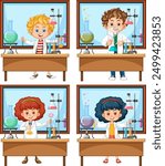 Kids conducting experiments in a lab