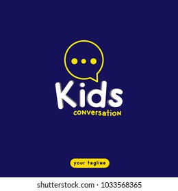 Kids conversation logo. Kinder garden logo. Colorful logo. Your tagline