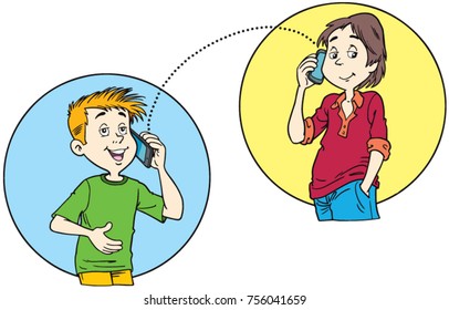 Kids conversation on the phone