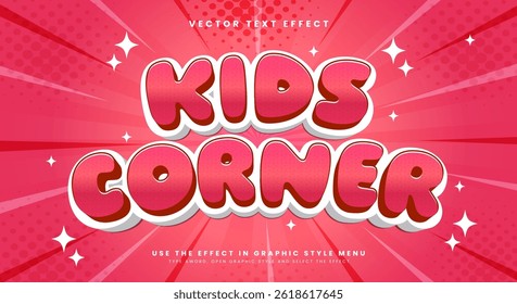 Kids Corner 3D editable text effect Template Suitable for Cartoon Style