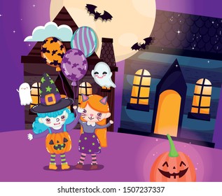 kids with costume halloween image