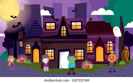 kids with costume halloween image