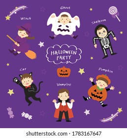 Kids in costume for Halloween party