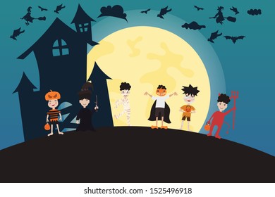 Kids Costume Halloween vector  background