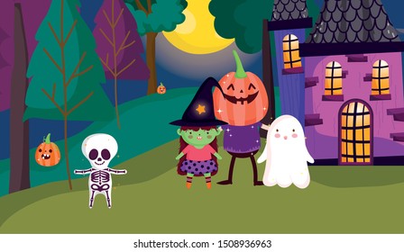 kids costume trick or treat - happy halloween