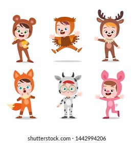 kids with costume vector illustration