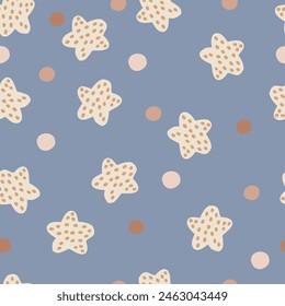 Kids cosy flat design seamless pattern with stars