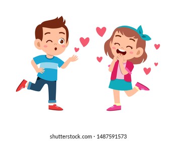 kids couple in love vector illustration