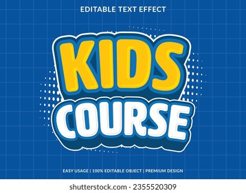 diseño de plantillas de efecto de texto de curso infantil con estilo 3d para marca comercial y logotipo