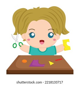 Kids Crafting and Painting Illustration Vector Clipart