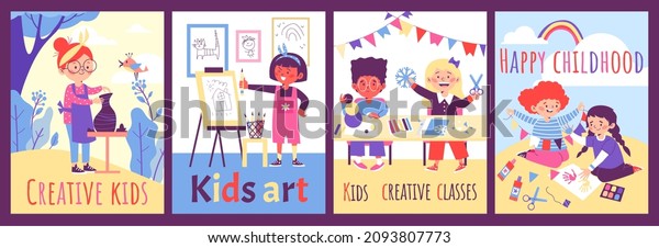 Kids Creative Art Classes Crafting Activity Stock Vector (Royalty Free ...