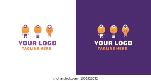 Kids creative children character vector logo design education