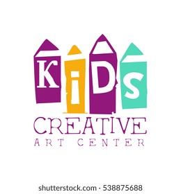 Kids Creative Class Template Promotional Logo With Pencils Symbols Of Art and Creativity
