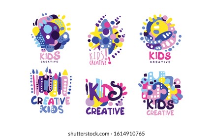 Kids Creative Labels Collection, Children Education Class, School Badges Vector Illustration