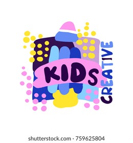 Kids creative logo, labels and badges for kids club, center, school, art studio, toys shop and any other childrens projects colorful hand drawn vector illustration