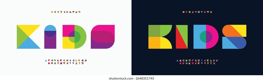 Kids creative modern alphabet logo. Minimal technology typography, future urban sport fashion futuristic font and with numbers. vector illustration