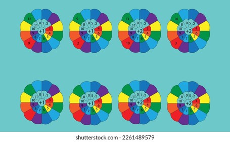 Kids creative rainbow math wheel addition practice bundle