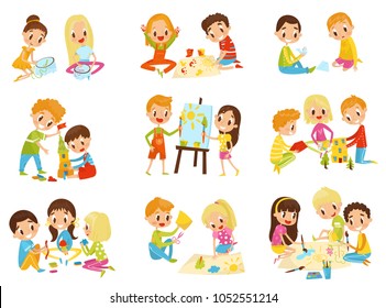 Kids Creativity Set Childrens Creativity Education Stock Vector ...