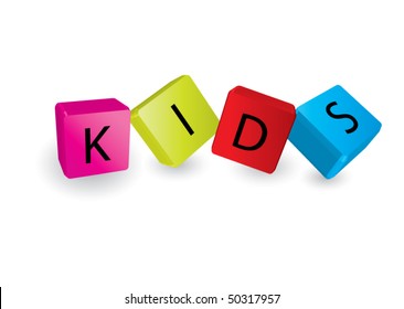 Kids (cube letters in editable vector format)